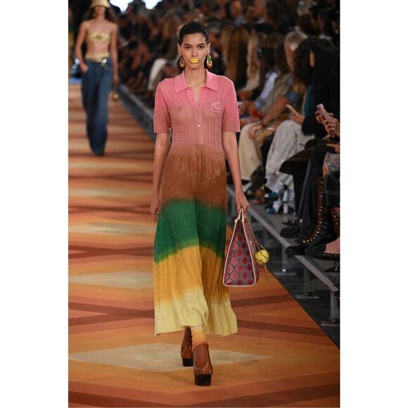 ETRO Ombré Stripe Cable Knit Wool Sweater Dress - Picture 1 of 13